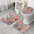 thumbnail image 1 of Pioneer Flower Floral Print Pattern Bathroom Rugs Sets 3 Piece,Toilet Cover Set,Absorbent Non Slip Bathroom Mats Sets with U-Shaped Contour Rug Toilet Rug Set, 1 of 5