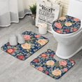 thumbnail image 1 of Pioneer Flower Floral Print Pattern Bathroom Rugs Sets 3 Piece,Toilet Cover Set,Absorbent Non Slip Bathroom Mats Sets with U-Shaped Contour Rug Toilet Rug Set, 1 of 5