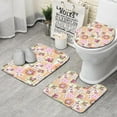 thumbnail image 1 of Pioneer Flower Floral Print Pattern Bathroom Rugs Sets 3 Piece,Toilet Cover Set,Absorbent Non Slip Bathroom Mats Sets with U-Shaped Contour Rug Toilet Rug Set, 1 of 5