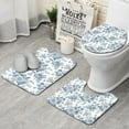 thumbnail image 1 of Pioneer Flower Floral Print Pattern Bathroom Rugs Sets 3 Piece,Toilet Cover Set,Absorbent Non Slip Bathroom Mats Sets with U-Shaped Contour Rug Toilet Rug Set, 1 of 5
