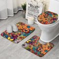thumbnail image 1 of Pioneer Flower Floral Print Pattern Bathroom Rugs Sets 3 Piece,Toilet Cover Set,Absorbent Non Slip Bathroom Mats Sets with U-Shaped Contour Rug Toilet Rug Set, 1 of 5