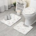 thumbnail image 1 of Pioneer Flower Floral Print Pattern Bathroom Rugs Sets 3 Piece,Toilet Cover Set,Absorbent Non Slip Bathroom Mats Sets with U-Shaped Contour Rug Toilet Rug Set, 1 of 5