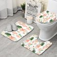 thumbnail image 1 of Pioneer Flower Floral Print Pattern Bathroom Rugs Sets 3 Piece,Toilet Cover Set,Absorbent Non Slip Bathroom Mats Sets with U-Shaped Contour Rug Toilet Rug Set, 1 of 5