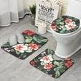 thumbnail image 1 of Pioneer Flower Floral Print Pattern Bathroom Rugs Sets 3 Piece,Toilet Cover Set,Absorbent Non Slip Bathroom Mats Sets with U-Shaped Contour Rug Toilet Rug Set, 1 of 5