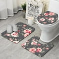 thumbnail image 1 of Pioneer Flower Floral Print Pattern Bathroom Rugs Sets 3 Piece,Toilet Cover Set,Absorbent Non Slip Bathroom Mats Sets with U-Shaped Contour Rug Toilet Rug Set, 1 of 5