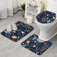 thumbnail image 1 of Pioneer Flower Floral Print Pattern Bathroom Rugs Sets 3 Piece,Toilet Cover Set,Absorbent Non Slip Bathroom Mats Sets with U-Shaped Contour Rug Toilet Rug Set, 1 of 5