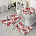 thumbnail image 1 of Pioneer Flower Floral Print Pattern Bathroom Rugs Sets 3 Piece,Toilet Cover Set,Absorbent Non Slip Bathroom Mats Sets with U-Shaped Contour Rug Toilet Rug Set, 1 of 5