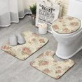 thumbnail image 1 of Pioneer Flower Floral Print Pattern Bathroom Rugs Sets 3 Piece,Toilet Cover Set,Absorbent Non Slip Bathroom Mats Sets with U-Shaped Contour Rug Toilet Rug Set, 1 of 5