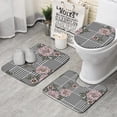 thumbnail image 1 of Pioneer Flower Floral Print Pattern Bathroom Rugs Sets 3 Piece,Toilet Cover Set,Absorbent Non Slip Bathroom Mats Sets with U-Shaped Contour Rug Toilet Rug Set, 1 of 5