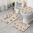 thumbnail image 1 of Pioneer Flower Floral Print Pattern Bathroom Rugs Sets 3 Piece,Toilet Cover Set,Absorbent Non Slip Bathroom Mats Sets with U-Shaped Contour Rug Toilet Rug Set, 1 of 5