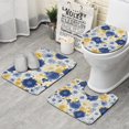 thumbnail image 1 of Pioneer Flower Floral Print Pattern Bathroom Rugs Sets 3 Piece,Toilet Cover Set,Absorbent Non Slip Bathroom Mats Sets with U-Shaped Contour Rug Toilet Rug Set, 1 of 5
