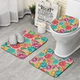 thumbnail image 1 of Pioneer Flower Floral Print Pattern Bathroom Rugs Sets 3 Piece,Toilet Cover Set,Absorbent Non Slip Bathroom Mats Sets with U-Shaped Contour Rug Toilet Rug Set, 1 of 5