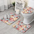 thumbnail image 1 of Pioneer Flower Floral Print Pattern Bathroom Rugs Sets 3 Piece,Toilet Cover Set,Absorbent Non Slip Bathroom Mats Sets with U-Shaped Contour Rug Toilet Rug Set, 1 of 5