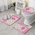 thumbnail image 1 of Pioneer Flower Floral Print Pattern Bathroom Rugs Sets 3 Piece,Toilet Cover Set,Absorbent Non Slip Bathroom Mats Sets with U-Shaped Contour Rug Toilet Rug Set, 1 of 5