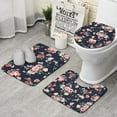 thumbnail image 1 of Pioneer Flower Floral Print Pattern Bathroom Rugs Sets 3 Piece,Toilet Cover Set,Absorbent Non Slip Bathroom Mats Sets with U-Shaped Contour Rug Toilet Rug Set, 1 of 5