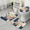 thumbnail image 1 of Pioneer Flower Floral Print Pattern Bathroom Rugs Sets 3 Piece,Toilet Cover Set,Absorbent Non Slip Bathroom Mats Sets with U-Shaped Contour Rug Toilet Rug Set, 1 of 5