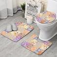 thumbnail image 1 of Pioneer Flower Floral Print Pattern Bathroom Rugs Sets 3 Piece,Toilet Cover Set,Absorbent Non Slip Bathroom Mats Sets with U-Shaped Contour Rug Toilet Rug Set, 1 of 5