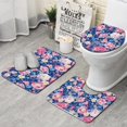 thumbnail image 1 of Pioneer Flower Floral Print Pattern Bathroom Rugs Sets 3 Piece,Toilet Cover Set,Absorbent Non Slip Bathroom Mats Sets with U-Shaped Contour Rug Toilet Rug Set, 1 of 5