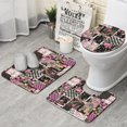 thumbnail image 1 of Pioneer Flower Floral Print Pattern Bathroom Rugs Sets 3 Piece,Toilet Cover Set,Absorbent Non Slip Bathroom Mats Sets with U-Shaped Contour Rug Toilet Rug Set, 1 of 5