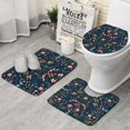 thumbnail image 1 of Pioneer Flower Floral Print Pattern Bathroom Rugs Sets 3 Piece,Toilet Cover Set,Absorbent Non Slip Bathroom Mats Sets with U-Shaped Contour Rug Toilet Rug Set, 1 of 5