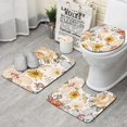 thumbnail image 1 of Pioneer Flower Floral Print Pattern Bathroom Rugs Sets 3 Piece,Toilet Cover Set,Absorbent Non Slip Bathroom Mats Sets with U-Shaped Contour Rug Toilet Rug Set, 1 of 5