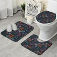 thumbnail image 1 of Pioneer Flower Floral Print Pattern Bathroom Rugs Sets 3 Piece,Toilet Cover Set,Absorbent Non Slip Bathroom Mats Sets with U-Shaped Contour Rug Toilet Rug Set, 1 of 5
