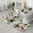 thumbnail image 1 of Pioneer Flower Floral Print Pattern Bathroom Rugs Sets 3 Piece,Toilet Cover Set,Absorbent Non Slip Bathroom Mats Sets with U-Shaped Contour Rug Toilet Rug Set, 1 of 5