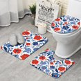 thumbnail image 1 of Pioneer Flower Floral Print Pattern Bathroom Rugs Sets 3 Piece,Toilet Cover Set,Absorbent Non Slip Bathroom Mats Sets with U-Shaped Contour Rug Toilet Rug Set, 1 of 5