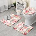 thumbnail image 1 of Pioneer Flower Floral Print Pattern Bathroom Rugs Sets 3 Piece,Toilet Cover Set,Absorbent Non Slip Bathroom Mats Sets with U-Shaped Contour Rug Toilet Rug Set, 1 of 5