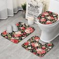 thumbnail image 1 of Pioneer Flower Floral Print Pattern Bathroom Rugs Sets 3 Piece,Toilet Cover Set,Absorbent Non Slip Bathroom Mats Sets with U-Shaped Contour Rug Toilet Rug Set, 1 of 5