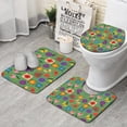 thumbnail image 1 of Pioneer Flower Floral Print Pattern Bathroom Rugs Sets 3 Piece, Toilet Cover Set, Absorbent Non Slip Bathroom Mats with U-Shaped Contour Rug, 1 of 5