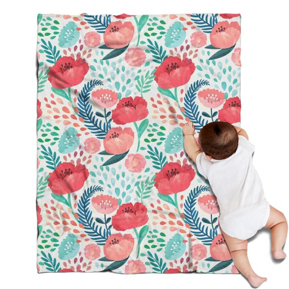 Pioneer Flower Floral Print Pattern Blanket,Comfortable Soft Flannel Throw Blanket,All Season,Warm Lightweight Blankets for Sofa Bed Couch Living Room Chair,30"x40"