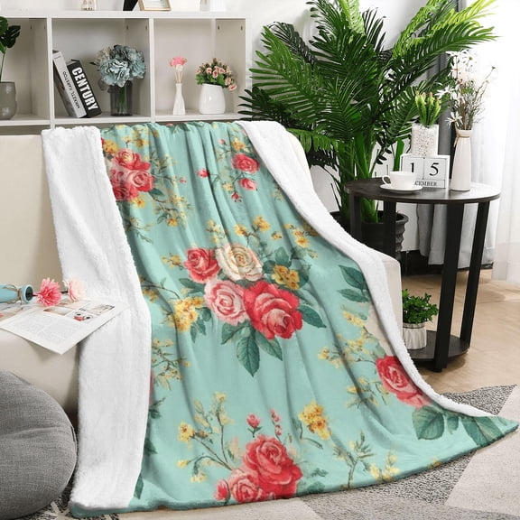 Pioneer Flower Floral Print Pattern Blanket,Comfortable Soft Flannel Throw Blanket,All Season,Warm Lightweight Blankets for Sofa Bed Couch Living Room Chair,50"x60"