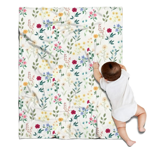 Pioneer Flower Floral Print Pattern Blanket,Comfortable Soft Flannel Throw Blanket,All Season,Warm Lightweight Blankets for Sofa Bed Couch Living Room Chair,30"x40"