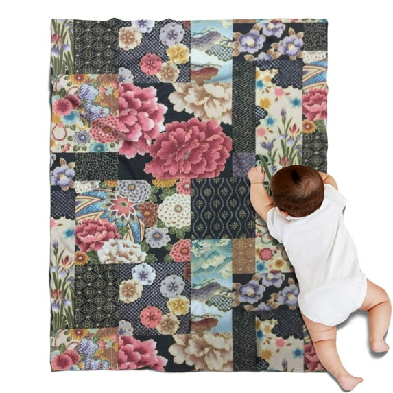 Pioneer Flower Floral Print Pattern Blanket,Comfortable Soft Flannel Throw Blanket,All Season,Warm Lightweight Blankets for Sofa Bed Couch Living Room Chair,30"x40"