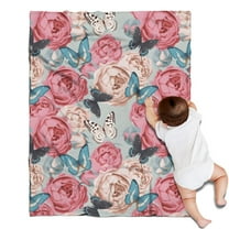 Pioneer Flower Floral Print Pattern Blanket,Comfortable Soft Flannel Throw Blanket,All Season,Warm Lightweight Blankets for Sofa Bed Couch Living Room Chair,30"x40"