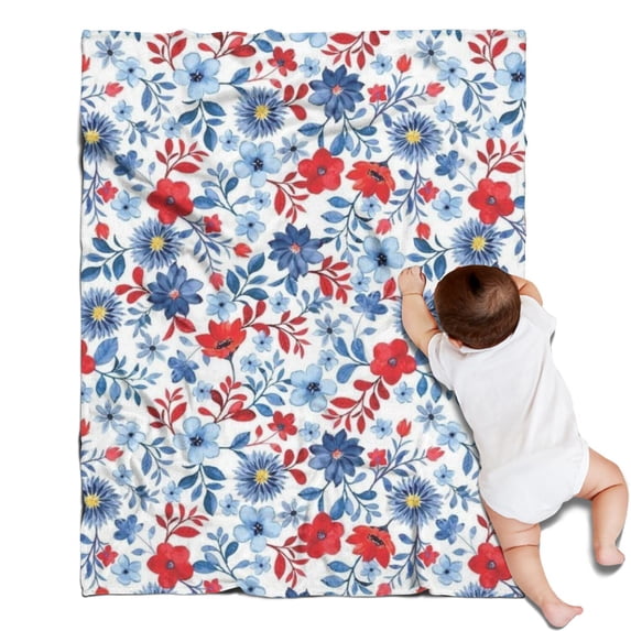Pioneer Flower Floral Print Pattern Blanket,Comfortable Soft Flannel Throw Blanket,All Season,Warm Lightweight Blankets for Sofa Bed Couch Living Room Chair,30"x40"