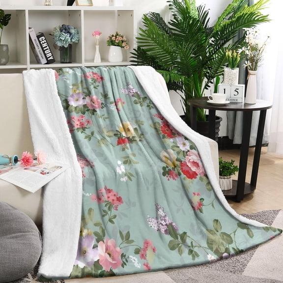 Pioneer Flower Floral Print Pattern Blanket,Comfortable Soft Flannel Throw Blanket,All Season,Warm Lightweight Blankets for Sofa Bed Couch Living Room Chair,40"x50"