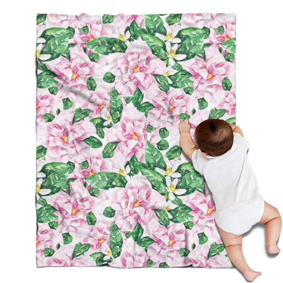 Pioneer Flower Floral Print Pattern Blanket,Comfortable Soft Flannel Throw Blanket,All Season,Warm Lightweight Blankets for Sofa Bed Couch Living Room Chair,30"x40"