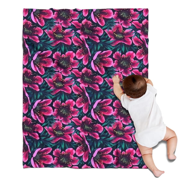 Pioneer Flower Floral Print Pattern Blanket,Comfortable Soft Flannel Throw Blanket,All Season,Warm Lightweight Blankets for Sofa Bed Couch Living Room Chair,30"x40"