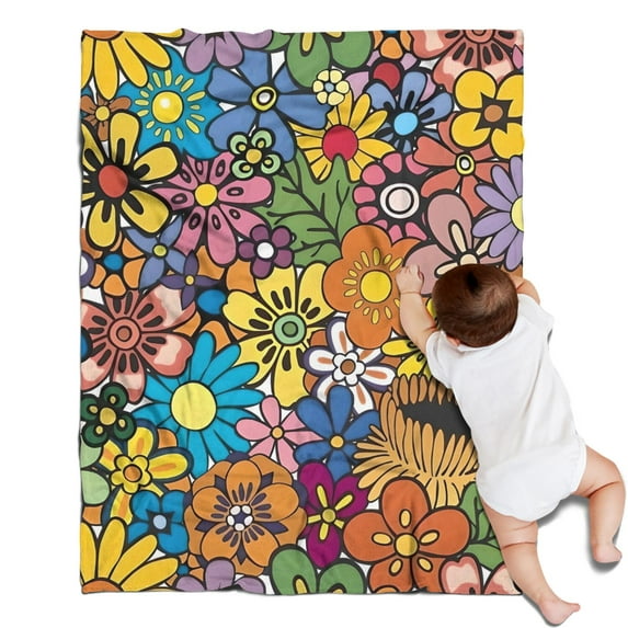 Pioneer Flower Floral Print Pattern Blanket,Comfortable Soft Flannel Throw Blanket,All Season,Warm Lightweight Blankets for Sofa Bed Couch Living Room Chair,30"x40"