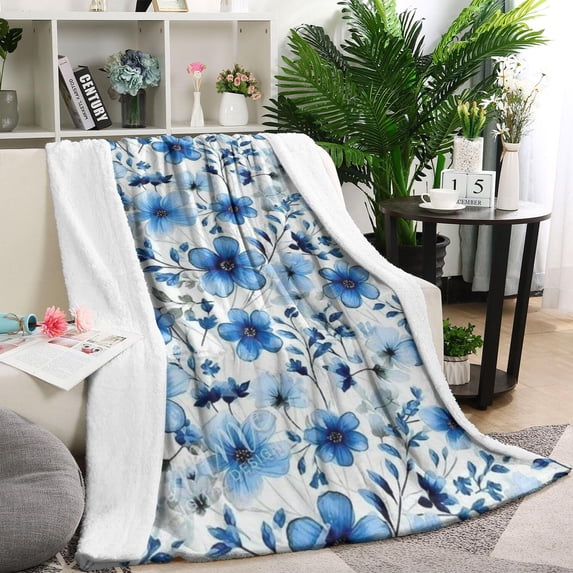 Pioneer Flower Floral Print Pattern Blanket,Comfortable Soft Flannel Throw Blanket,All Season,Warm Lightweight Blankets for Sofa Bed Couch Living Room Chair,40"x50"
