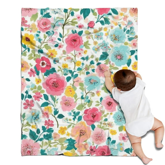 Pioneer Flower Floral Print Pattern Blanket,Comfortable Soft Flannel Throw Blanket,All Season,Warm Lightweight Blankets for Sofa Bed Couch Living Room Chair,30"x40"