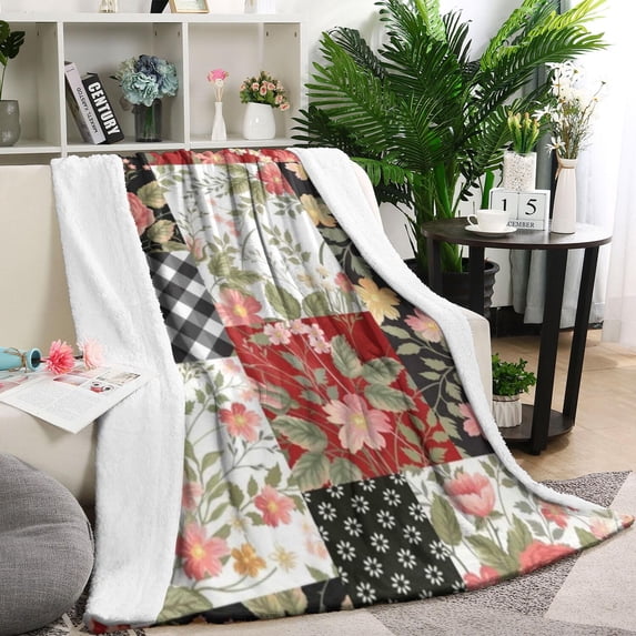 Pioneer Flower Floral Print Pattern Blanket,Comfortable Soft Flannel Throw Blanket,All Season,Warm Lightweight Blankets for Sofa Bed Couch Living Room Chair,60"x80"