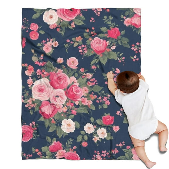 Pioneer Flower Floral Print Pattern Blanket,Comfortable Soft Flannel Throw Blanket,All Season,Warm Lightweight Blankets for Sofa Bed Couch Living Room Chair,30"x40"