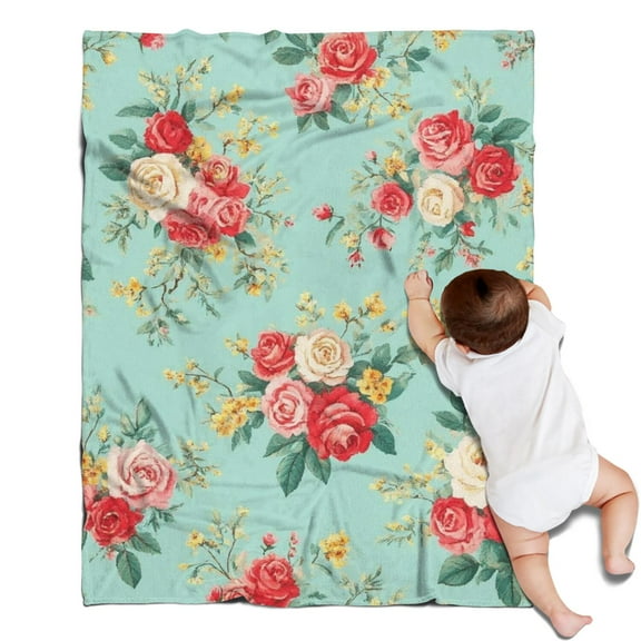 Pioneer Flower Floral Print Pattern Blanket,Comfortable Soft Flannel Throw Blanket,All Season,Warm Lightweight Blankets for Sofa Bed Couch Living Room Chair,30"x40"