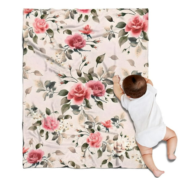 Pioneer Flower Floral Print Pattern Blanket,Comfortable Soft Flannel Throw Blanket,All Season,Warm Lightweight Blankets for Sofa Bed Couch Living Room Chair,30"x40"