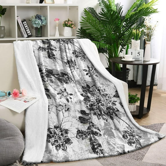 Pioneer Flower Floral Print Pattern Blanket,Comfortable Soft Flannel Throw Blanket,All Season,Warm Lightweight Blankets for Sofa Bed Couch Living Room Chair,60"x80"