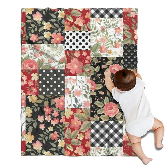 Pioneer Flower Floral Print Pattern Blanket,Comfortable Soft Flannel Throw Blanket,All Season,Warm Lightweight Blankets for Sofa Bed Couch Living Room Chair,30"x40"