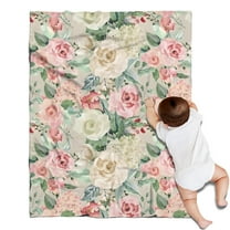 Pioneer Flower Floral Print Pattern Blanket,Comfortable Soft Flannel Throw Blanket,All Season,Warm Lightweight Blankets for Sofa Bed Couch Living Room Chair,30"x40"